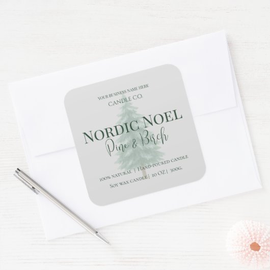 Nordic Noel Pine & Birch Candle Label (Envelop)