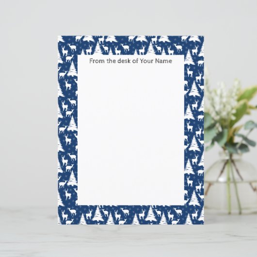 Nordic Outdoorsy Herten Pine Tree Navy Blue Custom (Staand voorkant)