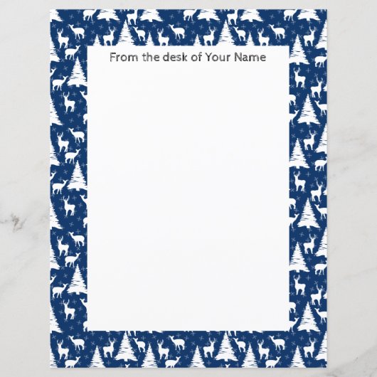 Nordic Outdoorsy Herten Pine Tree Navy Blue Custom (Voorkant)