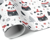 Nordic Panda Santa Winter vakantiepatroon Cadeaupapier (Rol Hoek)