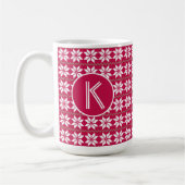 Nordic Pattern Crimson Red Gepersonaliseerd Monogr Koffiemok (Links)