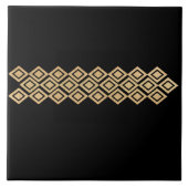Nordic Pattern In Goud Op Zwart Tegeltje (Voorkant)