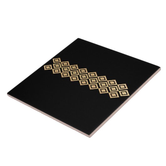 Nordic Pattern In Goud Op Zwart Tegeltje (Zijkant)