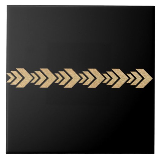 Nordic Pattern In Goud Op Zwart Tegeltje (Voorkant)