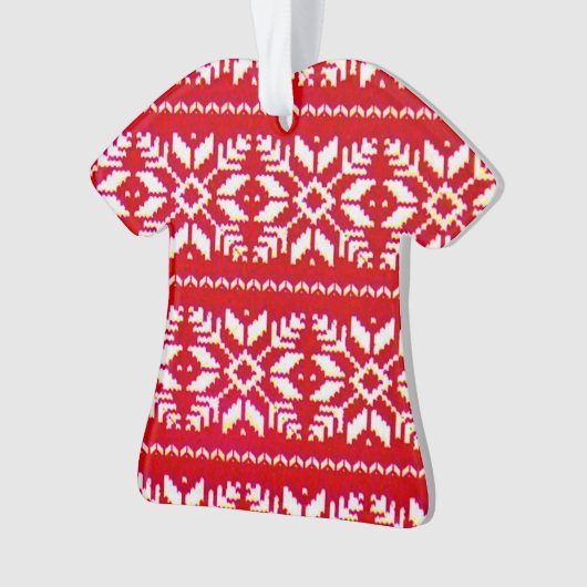 Nordic Pattern Snowflakes Lelijke Kersttrui Ornament (voorkant)