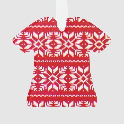 Nordic Pattern Snowflakes Lelijke Kersttrui Ornament (achterkant)