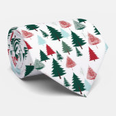 Nordic Pine Forest Christmas Pattern Men's Stropdas (Opgerold)
