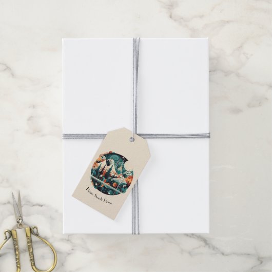 Nordic Pines & Peaks, op maat Cadeaulabel (Met Touw)