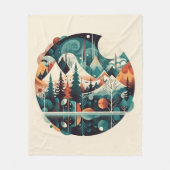 Nordic Pines & Peaks, op maat Fleece Deken (Voorkant)