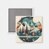 Nordic Pines & Peaks, op maat Magneet (Voorkant / Achterkant)