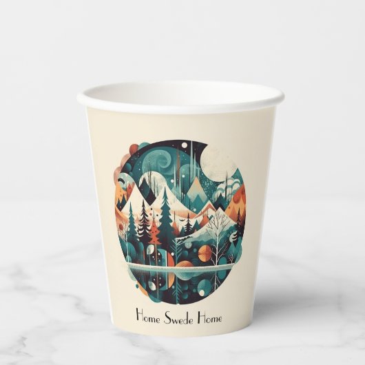 Nordic Pines & Peaks, op maat Papieren Bekers (Voorkant)