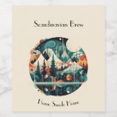 Nordic Pines & Peaks, op maat Wijn Etiket (Enkel label)