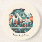 Nordic Pines & Peaks, op maat Zandsteen Onderzetter (Voorkant)