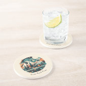 Nordic Pines & Peaks, op maat Zandsteen Onderzetter (Zijkant)