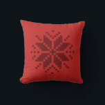 Nordic Pixel Sneeuwvlok Kerstmis Accent Kussen<br><div class="desc">Breng de feestdagen dit seizoen thuis met deze home decor accent gooi kussens in tonale rood op rood met een Scandinavische trui stijl sneeuwvlok aan de ene kant en een herhalend patroon van hen aan de andere kant.</div>