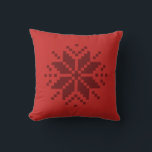 Nordic Pixel Sneeuwvlok Kerstmis Accent Kussen<br><div class="desc">Breng de feestdagen dit seizoen thuis met deze home decor accent gooi kussens in tonale rood op rood met een Scandinavische trui stijl sneeuwvlok aan de ene kant en een herhalend patroon van hen aan de andere kant.</div>