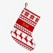 Nordic Print Rendier Fair Isle Kleine Kerstsok (Voorkant (Hangend))