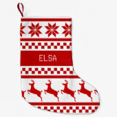 Nordic Print Rendier Fair Isle Kleine Kerstsok (Voorkant)