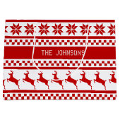 Nordic Print Rendier Red Gepersonaliseerde Kerstmi Groot Cadeauzakje (Voorkant)