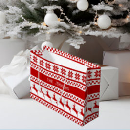 Nordic Print Rendier Red Gepersonaliseerde Kerstmi Groot Cadeauzakje