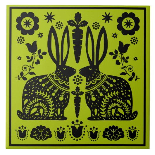 Nordic Rabbit Theme Home Decor Tegeltje (Voorkant)
