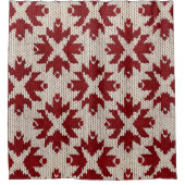Nordic Red and White Knit Pattern – Classic Winter Douchegordijn (Voorkant)