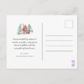 Nordic Red Barn Snowflakes Pine Forest Kerstmis Feestdagenkaart (Achterkant)