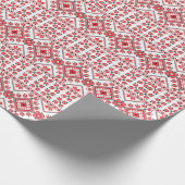 Nordic Red Black White Isle Art Pattern Cadeaupapier (Hoek)