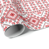 Nordic Red Black White Isle Art Pattern Cadeaupapier (Rol Hoek)