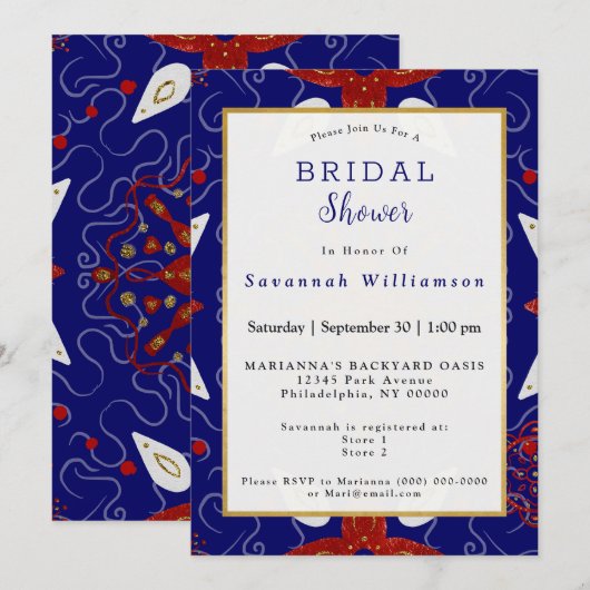 Nordic Red Blue White Vrijgezellenfeest Kaart (Voorkant / Achterkant)