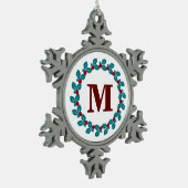 Nordic Red Blue  Wreatmonogram Tin Sneeuwvlok Ornament (Links)