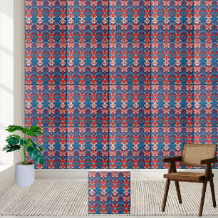 Nordic Red en Blue Floral Scandinavische Tegel Tegeltje