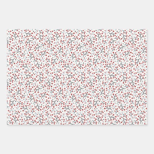 Nordic Red en Blue Winter Pattern Inpakpapier Vel (Voorkant 2)