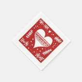 Nordic Red en White Christmas Heart Servet (Hoek)