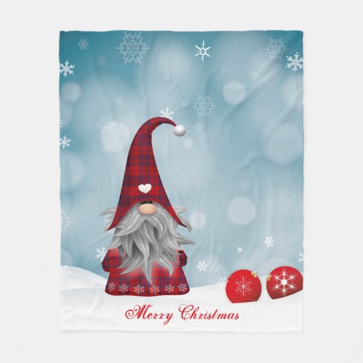 Nordic Red Gnome Fleece Blanket (Voorkant)