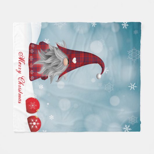 Nordic Red Gnome Fleece Blanket (Voorkant (Horizontaal))