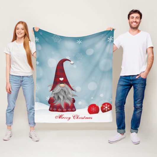 Nordic Red Gnome Fleece Blanket Deken (In situ)