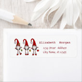 Nordic Red Gnomes Vrolijk Kerstfeest Etiket (Insitu)