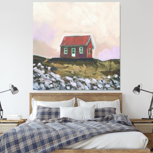 Nordic Red House Canvas Afdruk (Insitu (Slaapkamer))