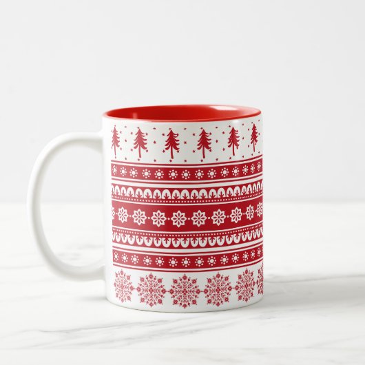 Nordic Red Pattern Gift Scandinavische Kerst Mok (Links)