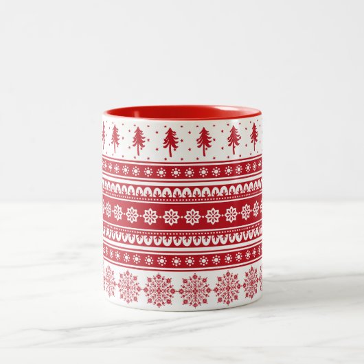 Nordic Red Pattern Gift Scandinavische Kerst Mok (Center)