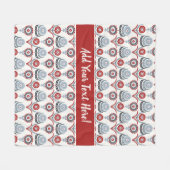 Nordic Red White Blue Charcoal Grey Flowers Fleece Deken (Voorkant (Horizontaal))