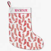 Nordic Red & White Custom Name kerststop Kleine Kerstsok (Voorkant)