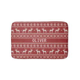 Nordic Reindeer Christmas Personalized  Badmat