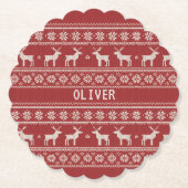 Nordic Reindeer Christmas Personalized  Kartonnen Onderzetters (Voorkant)