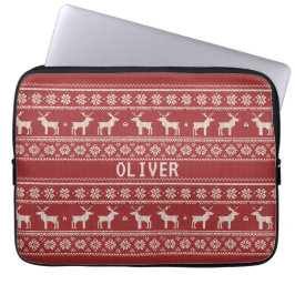 Nordic Reindeer Christmas Personalized  Laptop Sleeve