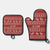 Nordic Reindeer Christmas Personalized  Ovenwant & Pannenlap Set (Voorkant)