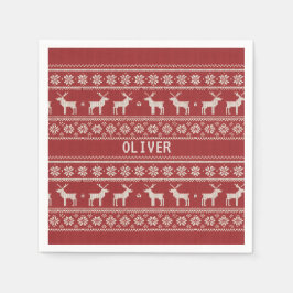 Nordic Reindeer Christmas Personalized  Servet