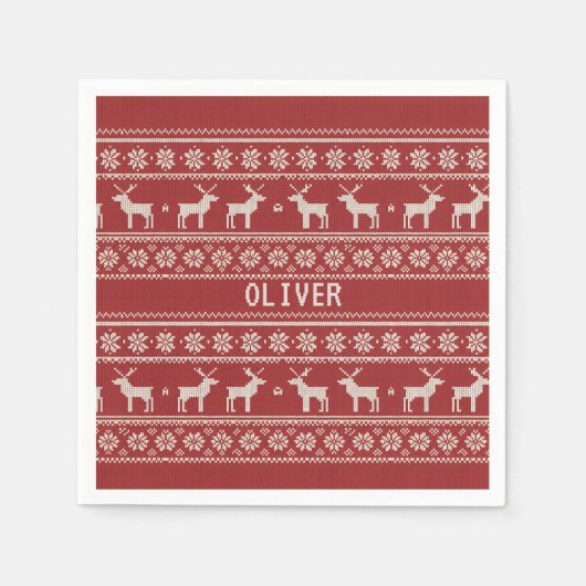 Nordic Reindeer Christmas Personalized  Servet (Voorkant)