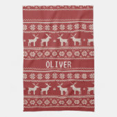 Nordic Reindeer Christmas Personalized  Theedoek (Verticaal)